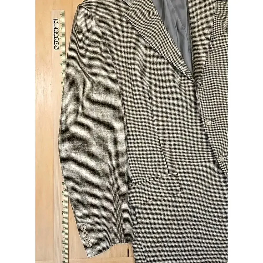 VTG Polo Ralph Lauren Cashmere Blend Tweed Blazer Size 46 Long Windowpane Plaid